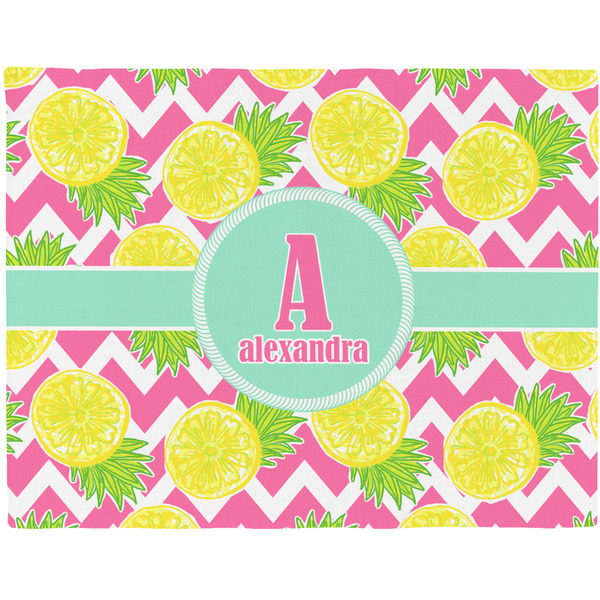 Custom Pineapples Woven Fabric Placemat - Twill w/ Name and Initial