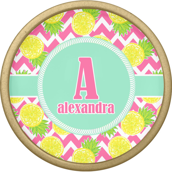 Pineapples Cabinet Knob - Gold - Front