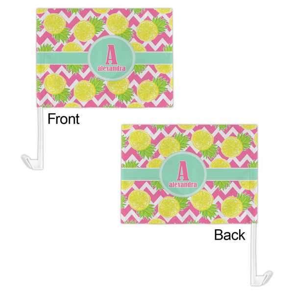 Pineapples Car Flag - 11" x 8" - Front & Back View