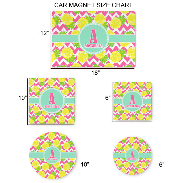 Pineapples Car Magnets - SIZE CHART
