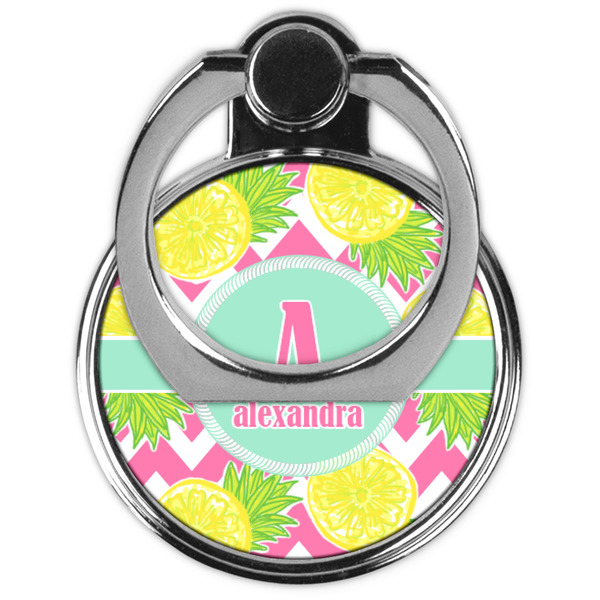 Pineapples Cell Phone Ring Stand & Holder - Front (Collapsed)