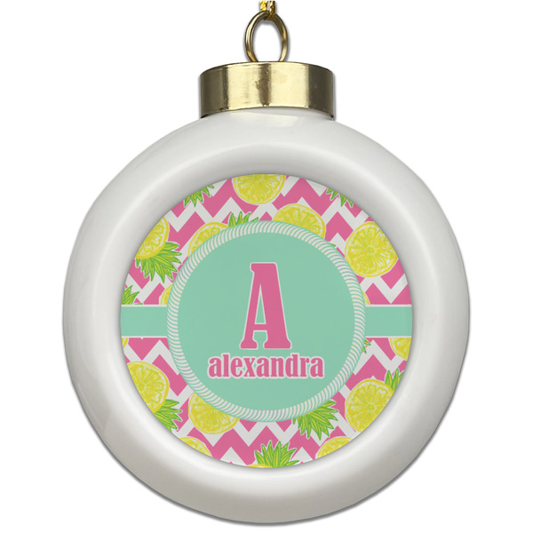 Custom Pineapples Ceramic Ball Ornament (Personalized)
