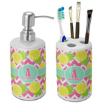 Pineapples Ceramic Bathroom Accessories Set (Personalized)