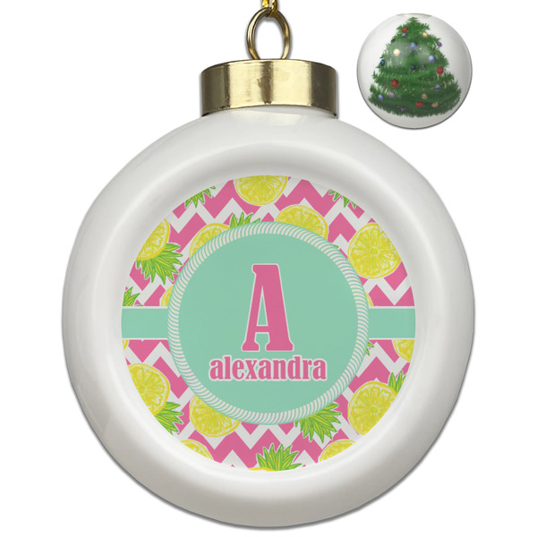 Custom Pineapples Ceramic Ball Ornament - Christmas Tree (Personalized)