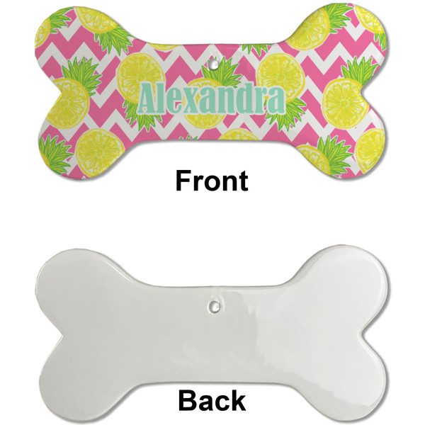 Pineapples Ceramic Flat Ornament - Bone Front & Back Single Print (APPROVAL)