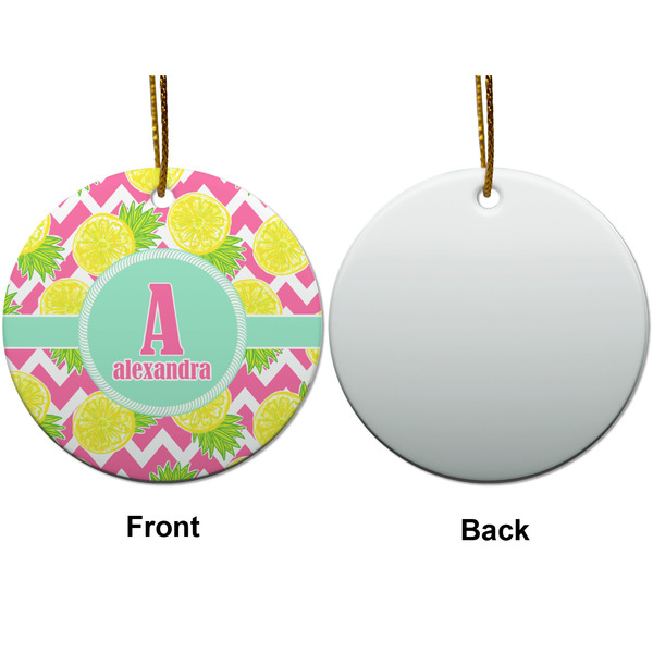 Pineapples Ceramic Flat Ornament - Circle Front & Back (APPROVAL)