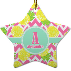 Pineapples Star Ceramic Ornament w/ Name and Initial
