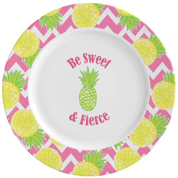Custom Pineapples Ceramic Dinner Plates (Set of 4) (Personalized)