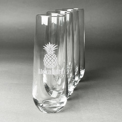 Pineapples Champagne Flute - Stemless Engraved - Set of 4 (Personalized)