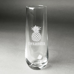 Pineapples Champagne Flute - Stemless Engraved - Single (Personalized)