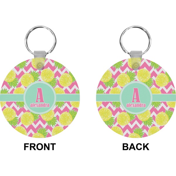 Pineapples Circle Keychain (Front + Back)
