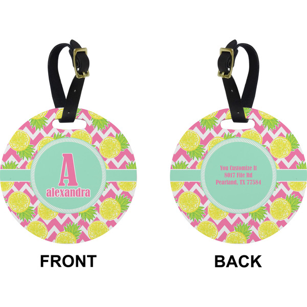 Pineapples Circle Luggage Tag (Front + Back)