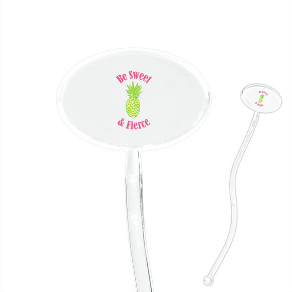 Custom Pineapples 7" Oval Plastic Stir Sticks - Clear (Personalized)