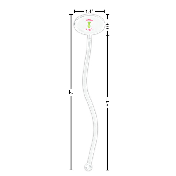Pineapples Clear Plastic 7" Stir Stick - Oval - Dimensions