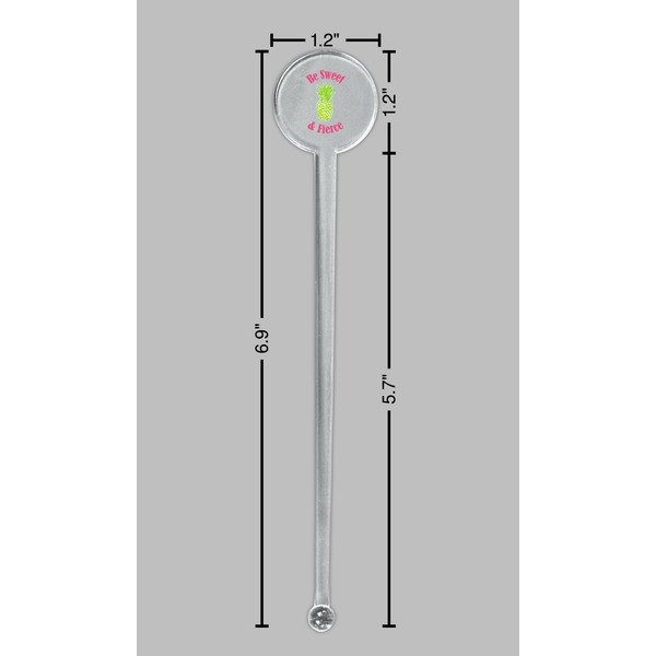 Pineapples Clear Plastic 7" Stir Stick - Round - Dimensions