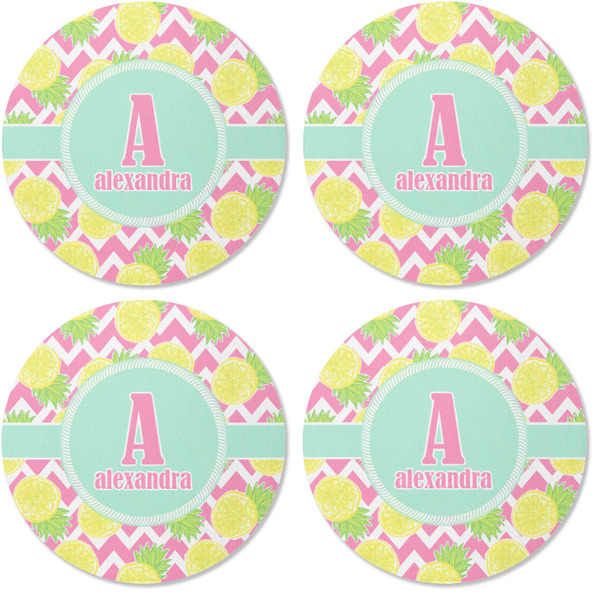 Pineapples Coaster Round Rubber Back - Apvl