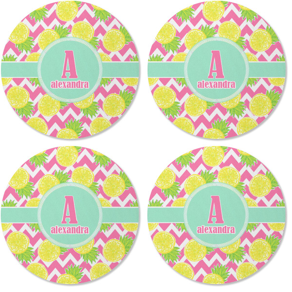 Pineapples Coaster Round Rubber Back - Apvl