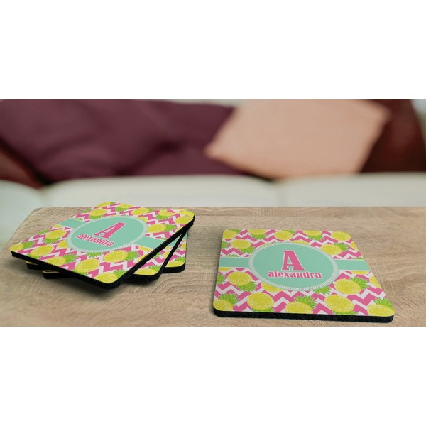 Pineapples Coaster Rubber Back - On Coffee Table