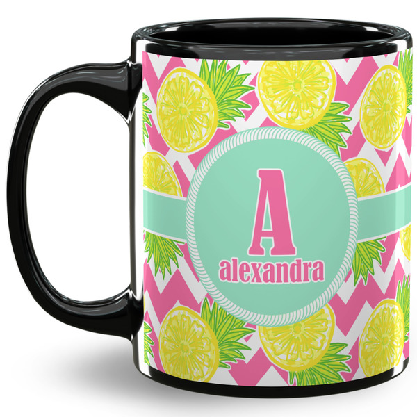 Custom Pineapples 11 Oz Coffee Mug - Black (Personalized)