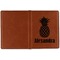 Pineapples Cognac Leather Passport Holder Outside Single Sided - Apvl