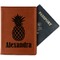 Pineapples Cognac Leather Passport Holder With Passport - Main