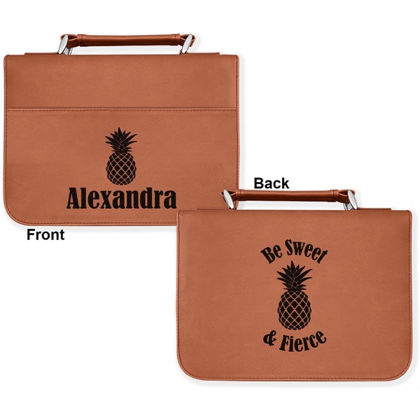 Pineapples Cognac Leatherette Bible Covers - Large Double Sided Apvl