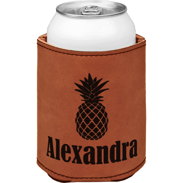 Custom Pineapples Leatherette Can Sleeve - Single Sided (Personalized)