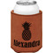 Pineapples Cognac Leatherette Can Sleeve - Single Front