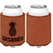 Pineapples Cognac Leatherette Can Sleeve - Single Sided Front and Back