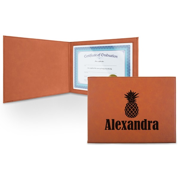 Custom Pineapples Leatherette Certificate Holder - Front (Personalized)