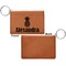Pineapples Cognac Leatherette Keychain ID Holders - Front Apvl