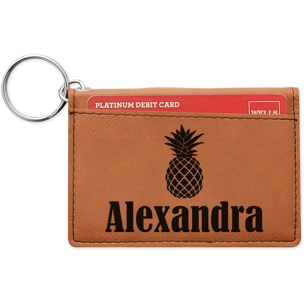 Custom Pineapples Leatherette Keychain ID Holder (Personalized)