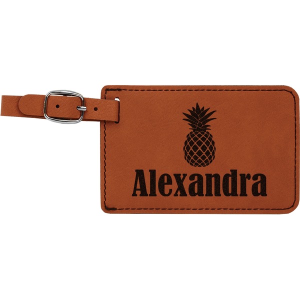 Custom Pineapples Leatherette Luggage Tag (Personalized)