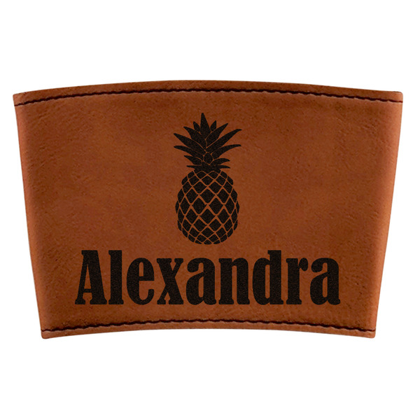 Custom Pineapples Leatherette Cup Sleeve (Personalized)