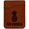 Pineapples Cognac Leatherette Phone Wallet close up