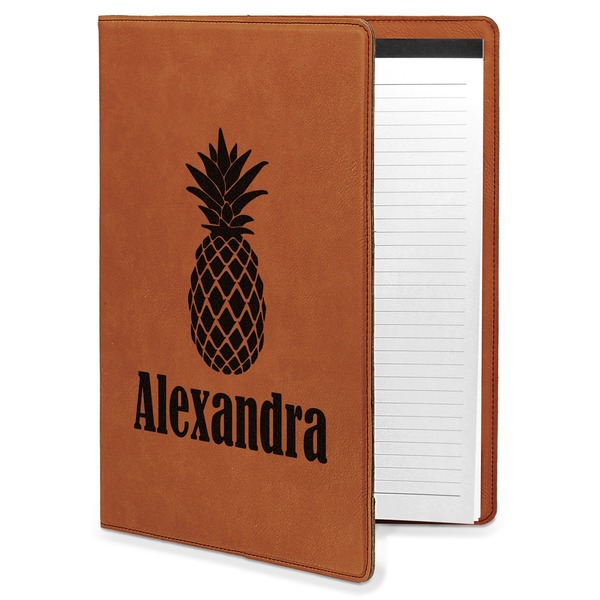 Custom Pineapples Leatherette Portfolio with Notepad - Large - Double Sided (Personalized)