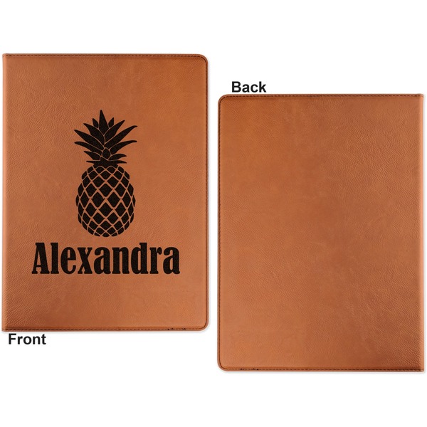 Pineapples Cognac Leatherette Portfolios with Notepad - Large - Single Sided - Apvl