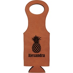 Pineapples Leatherette Wine Tote - Single Sided (Personalized)