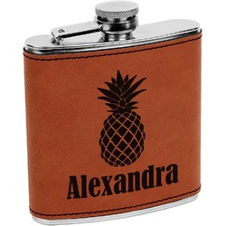 Pineapples Leatherette Wrapped Stainless Steel Flask (Personalized)