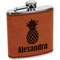 Pineapples Cognac Leatherette Wrapped Stainless Steel Flask