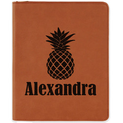 Pineapples Leatherette Zipper Portfolio with Notepad - Double Sided (Personalized)