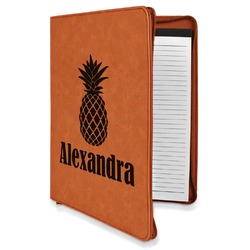 Pineapples Leatherette Zipper Portfolio with Notepad (Personalized)