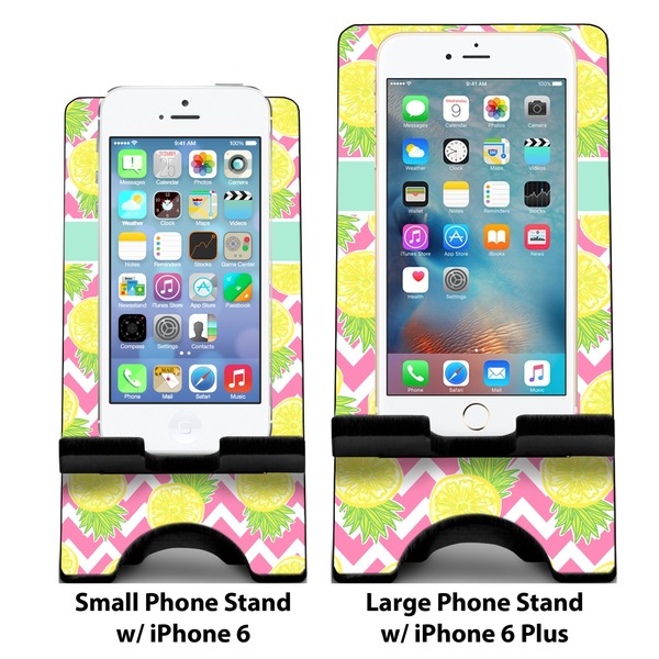 Pineapples Compare Phone Stand Sizes - with iPhones
