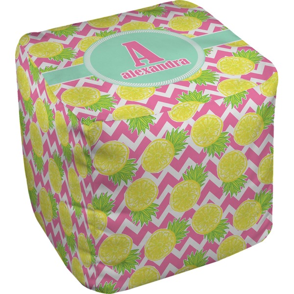 Custom Pineapples Cube Pouf Ottoman - 18" (Personalized)