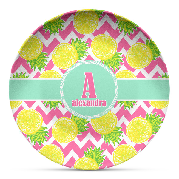 Custom Pineapples Microwave Safe Plastic Plate - Composite Polymer (Personalized)