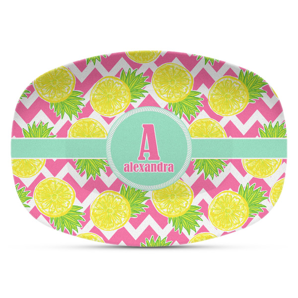 Custom Pineapples Plastic Platter - Microwave & Oven Safe Composite Polymer (Personalized)