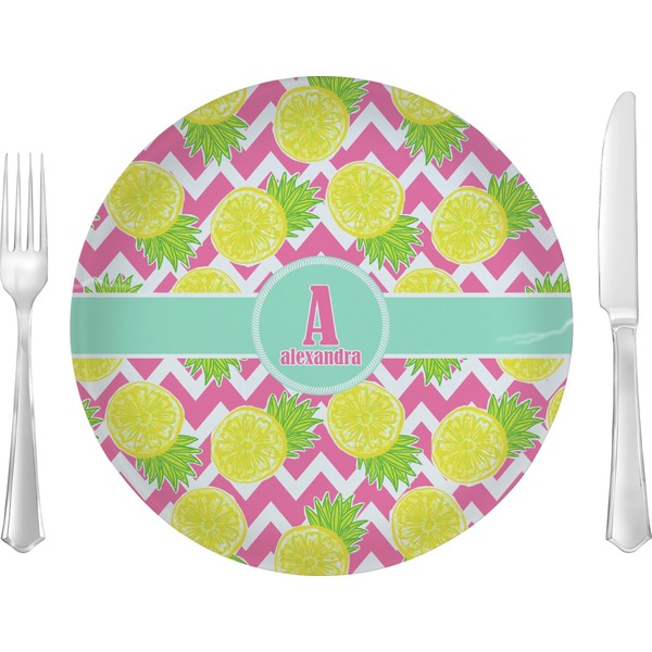 Custom Pineapples 10" Glass Lunch / Dinner Plates - Single or Set (Personalized)
