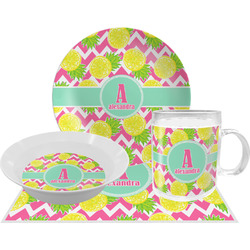 Pineapples Dinner Set - Single 4 Pc Setting w/ Name and Initial