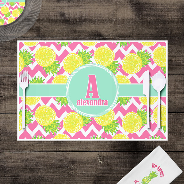 Pineapples Disposable Paper Placemat - In Context