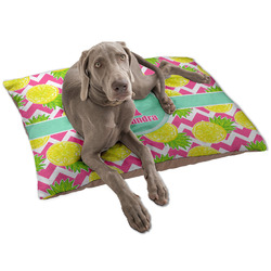Pineapples Dog Bed - Large w/ Name and Initial